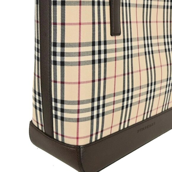 Burberry Beige Canvas Burberry Check Tote Handbag - Picture 4 of 10